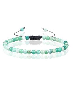 Memphis Fire Armband Natuursteen Kralen - Green Striped