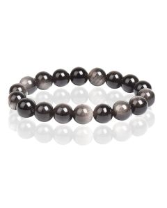 Memphis Natuursteen Armband 10mm - Silver Obsidian