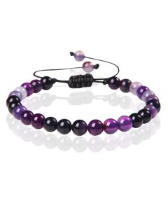 Memphis No.2 Natuursteen  Armband Dames - 6mm Paarse Agaat