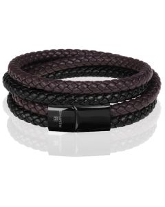 Memphis dubbele wrap armband Duo Leer Bruin Zwart
