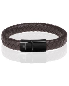 Memphis gevlochten leren armband Bruin Zwart