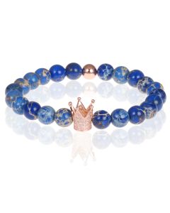 Memphis heren armband Blauwe kralen Rose Kroon