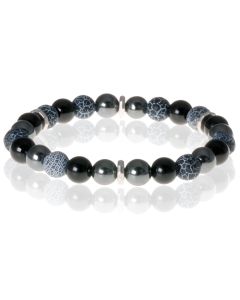 Memphis heren armband Onyx Agaat Hematiet kralen