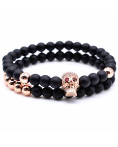 Memphis kralen armband  Agaat Skull Rose