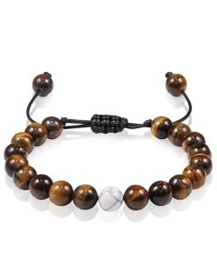 Memphis Kralen armband Bruin verstelbaar Tijgeroog Howliet 8mm