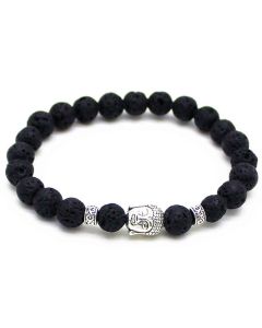 Memphis kralen armband Lavasteen Buddha Silver