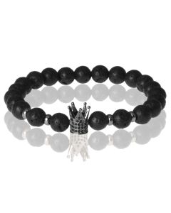 Memphis kralen armband Lavasteen Crown Black