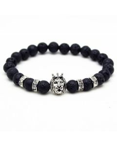 Memphis kralen armband mannen Lavasteen Lionhead Silver