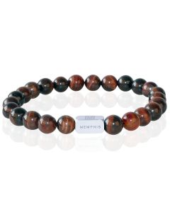 Memphis Kralen Armband Rood Tijgeroog & Silver