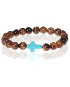 Memphis kralen armband Turkoois Kruis