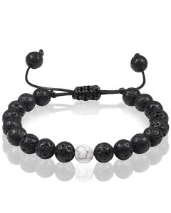 Memphis Kralen armband Zwart verstelbaar Lavasteen Howliet 8mm