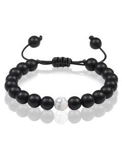 Memphis Kralen armband Zwart verstelbaar Matte Agaat Howliet 8mm