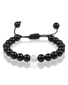 Memphis Kralen armband Zwart verstelbaar Onyx Howliet 8mm