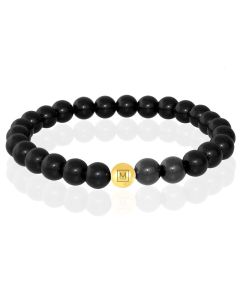 Memphis Kralen Armband Zwarte Onyx Agaat & Gold