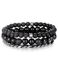 Memphis kralen armbanden Set Agaat Zwart