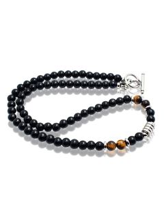 Memphis kralen ketting Onyx Zwart Bruin - 45cm