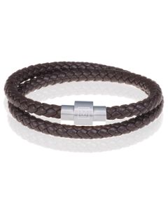 Memphis leren wrap armband Donkerbruin Zilver