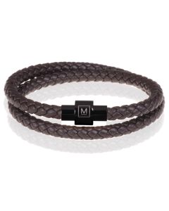 Memphis leren wrap armband Donkerbruin Zwart