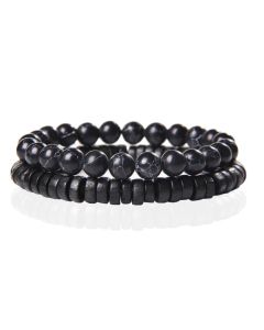 Memphis Stacked Armband - Hout & Howliet Zwart