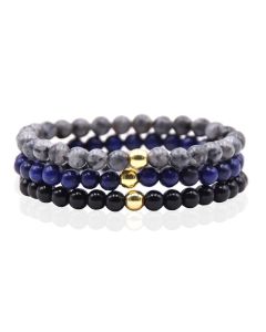 Memphis Stacked Kralen Armbanden set - 6mm Dark