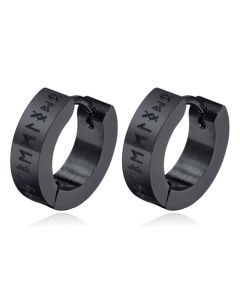 Mendes Rune Script Oorring - Black Viking