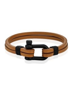 Mendes Dubbele Lederen Band - D-Shackle Camel