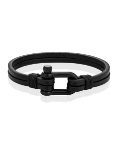 Mendes Dubbele Lederen Band - D-Shackle Noir