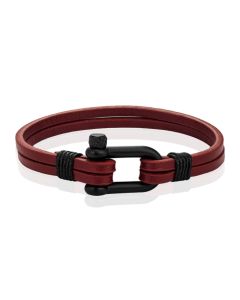 Mendes Dubbele Lederen Band - D-Shackle Red Wine