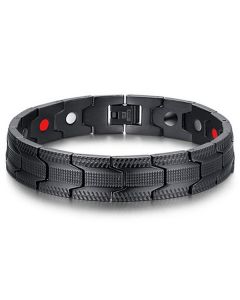 Mendes heren armband Edelstaal Magneten Grid Black