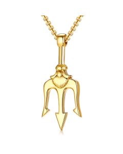 Mendes heren ketting Edelstaal Drietand Goudkleurig