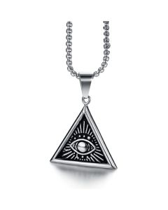 Mendes heren ketting Edelstaal Egyptisch Alziend Oog Zilverkleurig