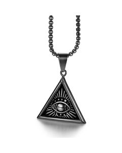 Mendes heren ketting Edelstaal Egyptisch Alziend Oog Zwart