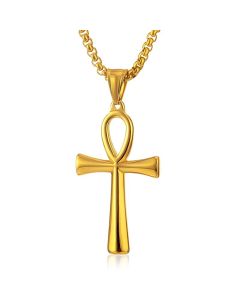 Mendes heren ketting Edelstaal Egyptische Sleutel Goudkleurig