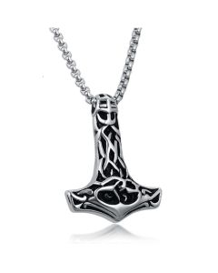 Mendes heren ketting Edelstaal Viking Thors Hamer Zilverkleurig