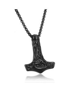 Mendes heren ketting Edelstaal Viking Thors Hamer Zwart