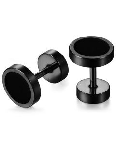 Mendes heren oorbellen edelstaal Barbell Black - 8mm