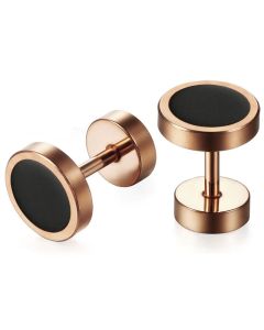 Mendes heren oorbellen edelstaal Barbell Rose Black