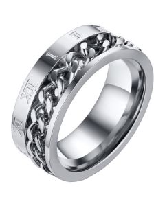 Mendes heren ring Cuban Link Roman Numeral Silver