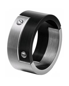 Mendes heren ring edelstaal Schroef Zwart Zilver