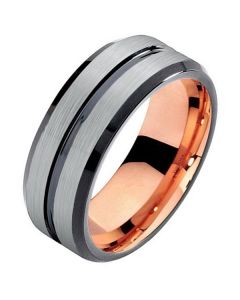 Mendes heren ring Wolfraam Rose Verguld Mat Zilver 8mm