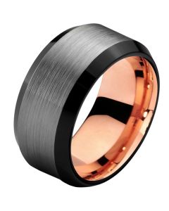 Mendes heren ring Wolfraam Zilver Zwart Rose 8mm