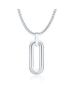 Mendes Herenketting met 3D Ovale Geometrische Hanger - Zilver