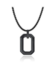 Mendes Herenketting met Minimalistische Geometrische Hanger - Zwart