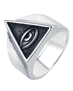 Mendes herenring Edelstaal Zilverkleurig Oog van Horus