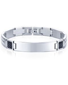 Mendes ID Armband Edelstaal Carbon Fibre Zilverkleurig