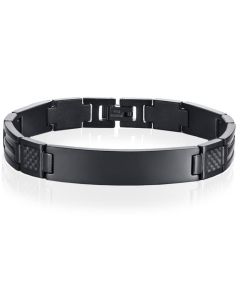 Mendes ID Armband Edelstaal Carbon Fibre Zwart