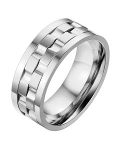 Mendes Jewelry heren ring Edelstaal Tandwiel