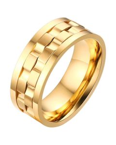 Mendes Jewelry heren ring Verguld Edelstaal Tandwiel