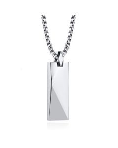 Mendes Ketting met Hanger Geometrisch - Langwerpig Zilver