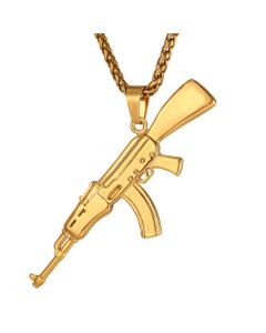 Mendes kettinghanger Edelstaal AK47 Goudkleurig